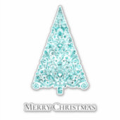 Aqua Blue Mint Green Glam Kerstboom Sticker (Voorkant)