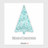 Aqua Blue Mint Green Glam Kerstboom Sticker (Vel)