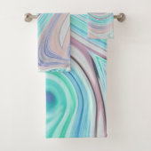 aqua blue mint green lila paars pastelregenboog bad handdoek (Insitu)