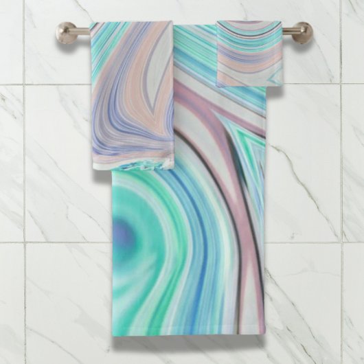 aqua blue mint green lila paars pastelregenboog bad handdoek