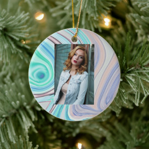 aqua blue mint green lila paars pastelregenboog keramisch ornament