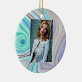 aqua blue mint green lila paars pastelregenboog keramisch ornament (Rechts)