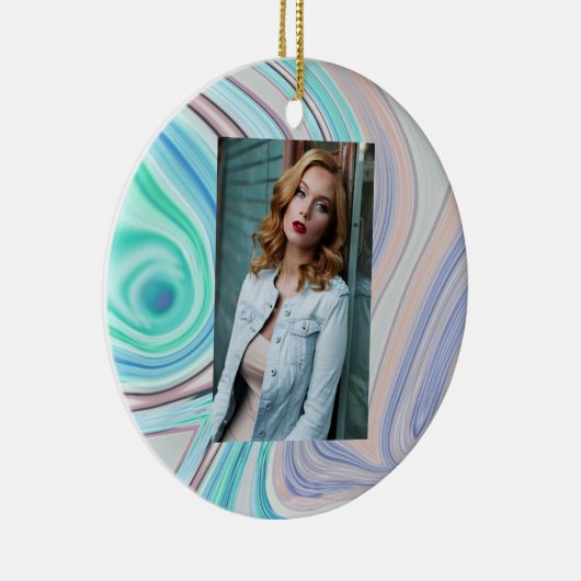 aqua blue mint green lila paars pastelregenboog keramisch ornament (Rechts)