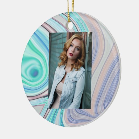 aqua blue mint green lila paars pastelregenboog keramisch ornament (Links)