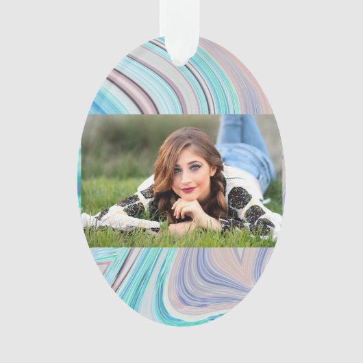 aqua blue mint green lila paars pastelregenboog ornament (voorkant)