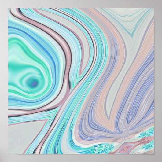 aqua blue mint green lila paars pastelregenboog poster (Voorkant)