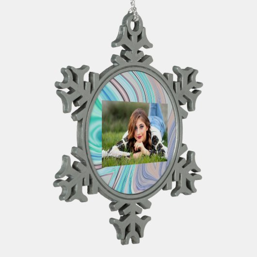 aqua blue mint green lila paars pastelregenboog tin sneeuwvlok ornament (Links)