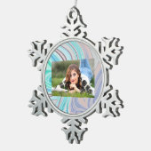 aqua blue mint green lila paars pastelregenboog tin sneeuwvlok ornament (Rechts)