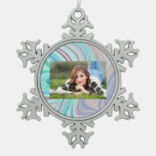 aqua blue mint green lila paars pastelregenboog tin sneeuwvlok ornament