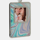 aqua blue mint green lila paars pastelregenboog verzilverd omlijst ornament (Rechts)