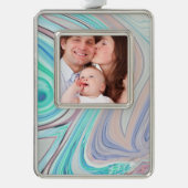 aqua blue mint green lila paars pastelregenboog verzilverd omlijst ornament (Voorkant)