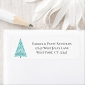 Aqua Blue Mint Groene Kerstboom Etiket (Insitu)