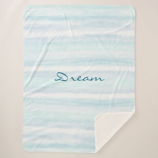 Aqua Blue Mint White Watercolor Stripes   Sherpa Deken (Voorkant)