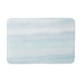 Aqua Blue Mint White Waterverf Stripes Badmat (Voorkant)