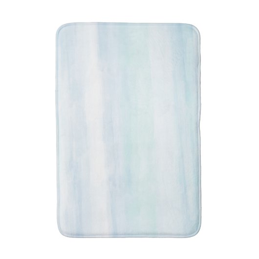 Aqua Blue Mint White Waterverf Stripes Badmat (Voorkant Verticaal)