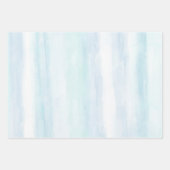 Aqua Blue Mint White Waterverf Stripes Ombre Inpakpapier Vel (Voorkant 2)