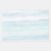 Aqua Blue Mint White Waterverf Stripes Ombre Inpakpapier Vel (Voorkant)