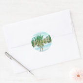 Aqua Blue Mint Witte palmbomen Glitter Dream Ronde Sticker (Envelop)