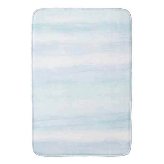 Aqua Blue Mint witte Waterverf strepen Badmat (Voorkant Verticaal)