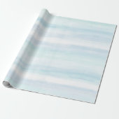 Aqua Blue Mint witte Waterverf strepen Cadeaupapier (Uitgerold)
