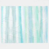 Aqua Blue Mint Witte Waterverf Strepen II Fleece Deken (Voorkant (Horizontaal))