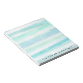Aqua Blue Mint Witte Waterverf Strepen II Notitieblok