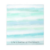Aqua Blue Mint Witte Waterverf Strepen II Notitieblok (Voorkant)