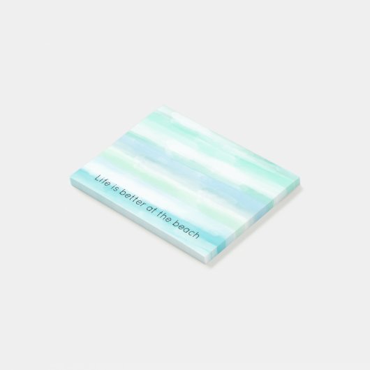 Aqua Blue Mint Witte Waterverf Strepen II Post-it® Notes (Schuin)