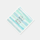 Aqua Blue Mint Witte Waterverf Strepen II Servet (Hoek)