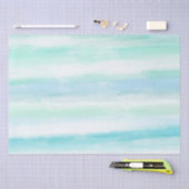 Aqua Blue Mint Witte Waterverf Strepen II Tissuepapier (Craft)