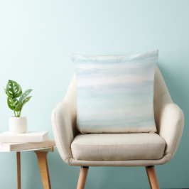 Aqua Blue Mint witte Waterverf strepen Kussen
