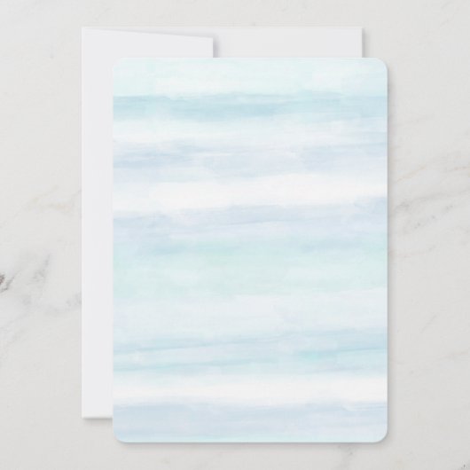 Aqua Blue Mint Witte Waterverf Strepen Ombre Kaart (Achterkant)