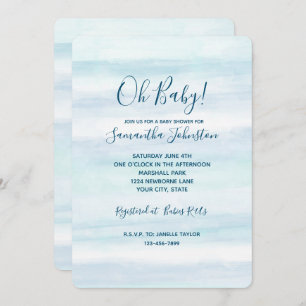 Aqua Blue Mint Witte Waterverf Strepen Ombre Kaart