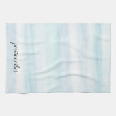 Aqua Blue Mint Witte Waterverf Strepen Ombre Theedoek (Horizontaal)