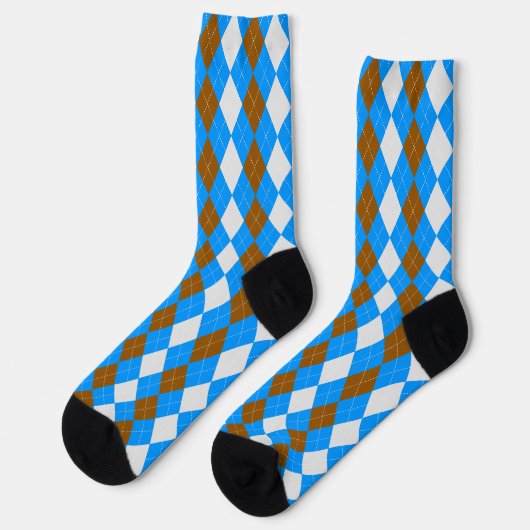 AQUA BLUE & MOCHA BROWN Argyle Pattern-Sokken Sokken (Links)
