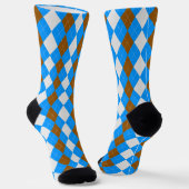 AQUA BLUE & MOCHA BROWN Argyle Pattern-Sokken Sokken (Gebogen)