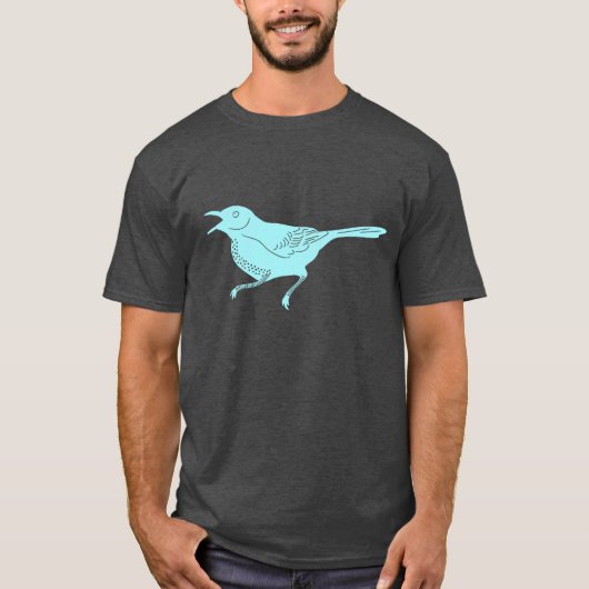Aqua Blue Mockingbird State Bird Retro Graphic T-shirt (Voorkant)
