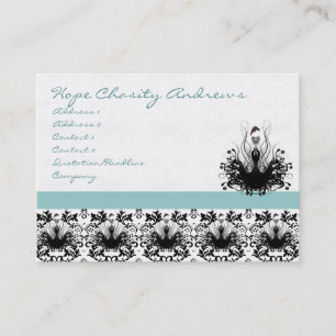 Aqua Blue Mode Diva Damask Visitekaartje