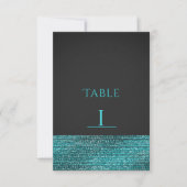 Aqua Blue Modern Glam Sequins Table Number Kaart (Voorkant)