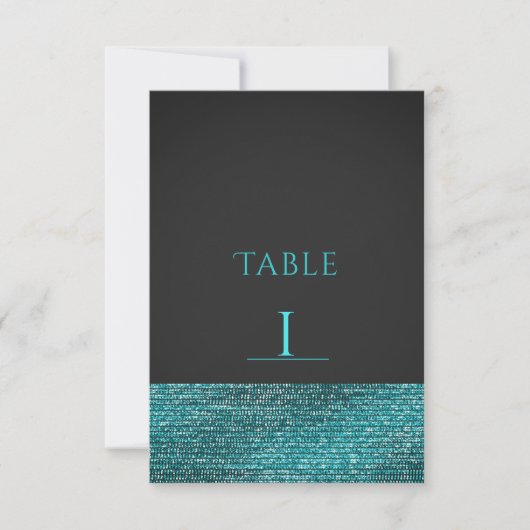 Aqua Blue Modern Glam Sequins Table Number Kaart (Voorkant)