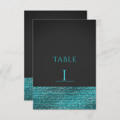 Aqua Blue Modern Glam Sequins Table Number Kaart (Voorkant / Achterkant)