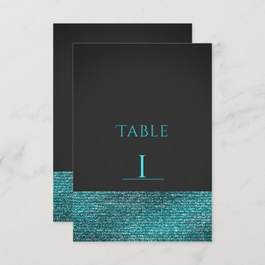 Aqua Blue Modern Glam Sequins Table Number Kaart (Voorkant / Achterkant)