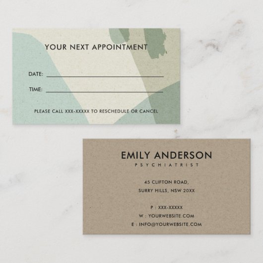 AQUA BLUE MODERN RUSTIEK ABSTRACTE KUNST AFSPRAAK VISITEKAARTJE (Voorkant / Achterkant)