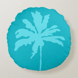 Aqua Blue Modern Tropical Palm Summer Home Rond Kussen