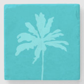 Aqua Blue Modern Tropical Palm Summer Home Stenen Onderzetter (Voorkant)