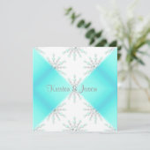 AQUA BLUE MODERN V WEDDINVITATIE KAART (Staand voorkant)