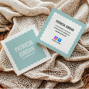 Aqua Blue Modern Wave Eenvoudige Social Media Pict Vierkante Visitekaartje