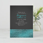 Aqua Blue Moderne Glam Lovertjes Feest Uitnodiging (Staand voorkant)