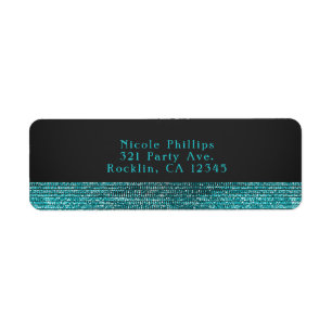 Aqua Blue Moderne Glamour Pailletten Feest Uitnodi Etiket