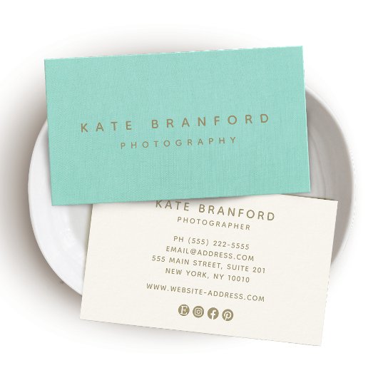 Aqua Blue Moderne Minimalistische Professional Visitekaartje